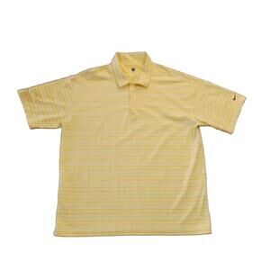 Nike Golf Mens Polo Dri Fit XL Yellow Stripe Embroidered Sleeve Otter Creek